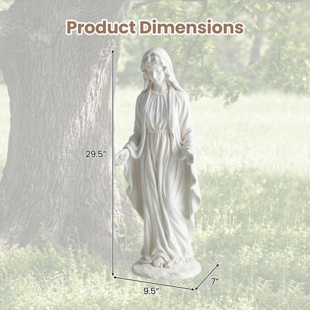 Giantex Virgin Mary Garden Statue 29.5" | Blessed Mother Outdoor Religious Statue with Serpent