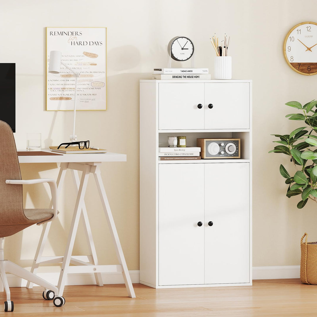 Giantex 44" Tall Bookshelf Modern Bookcase with Doors &amp; Adjustable Shelf
