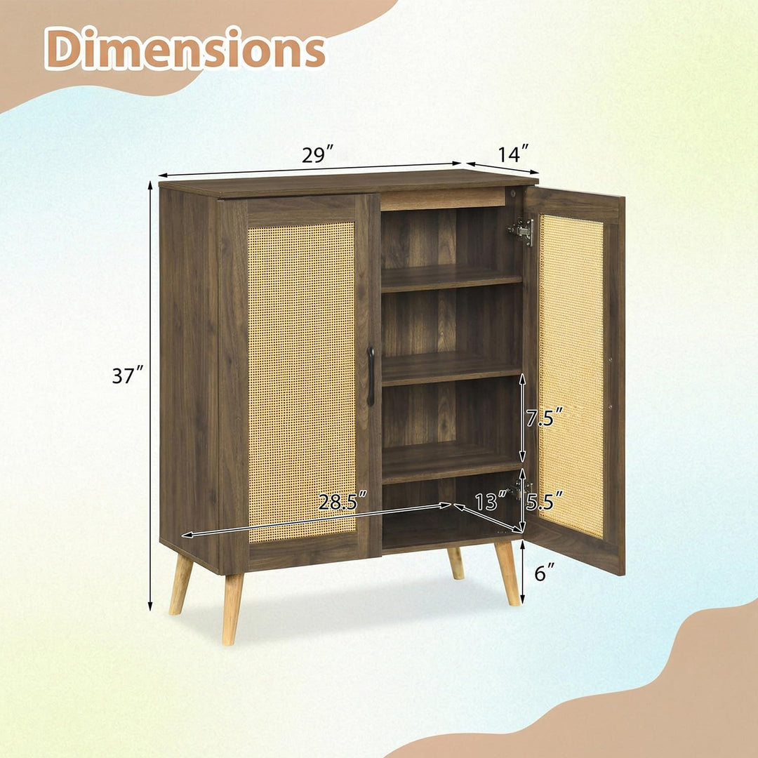 Giantex Shoe Cabinet with Doors 4-Tier Rattan Shoe Rack Organizer Cabinet(Rattan Door)