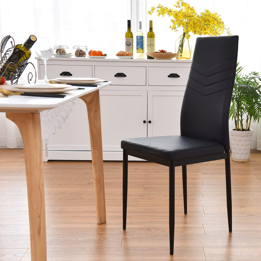 4 Dining Chairs, High Back Dining Side Chairs w/PVC Leather &amp; Non-Slip Feet Pads