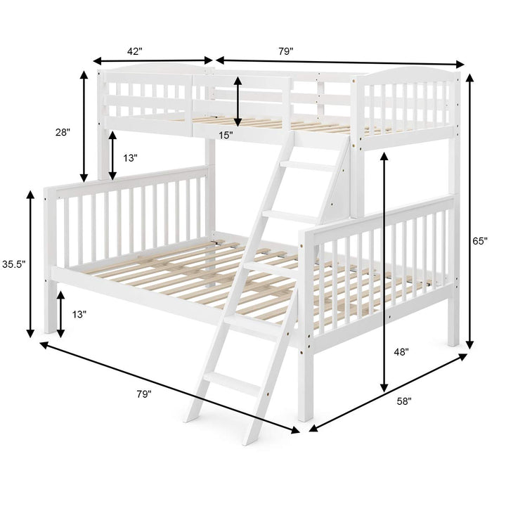 Giantex Bunk Bed, Solid Wood Detachable Bed Frame with High Guardrails &amp; Integrated Ladder