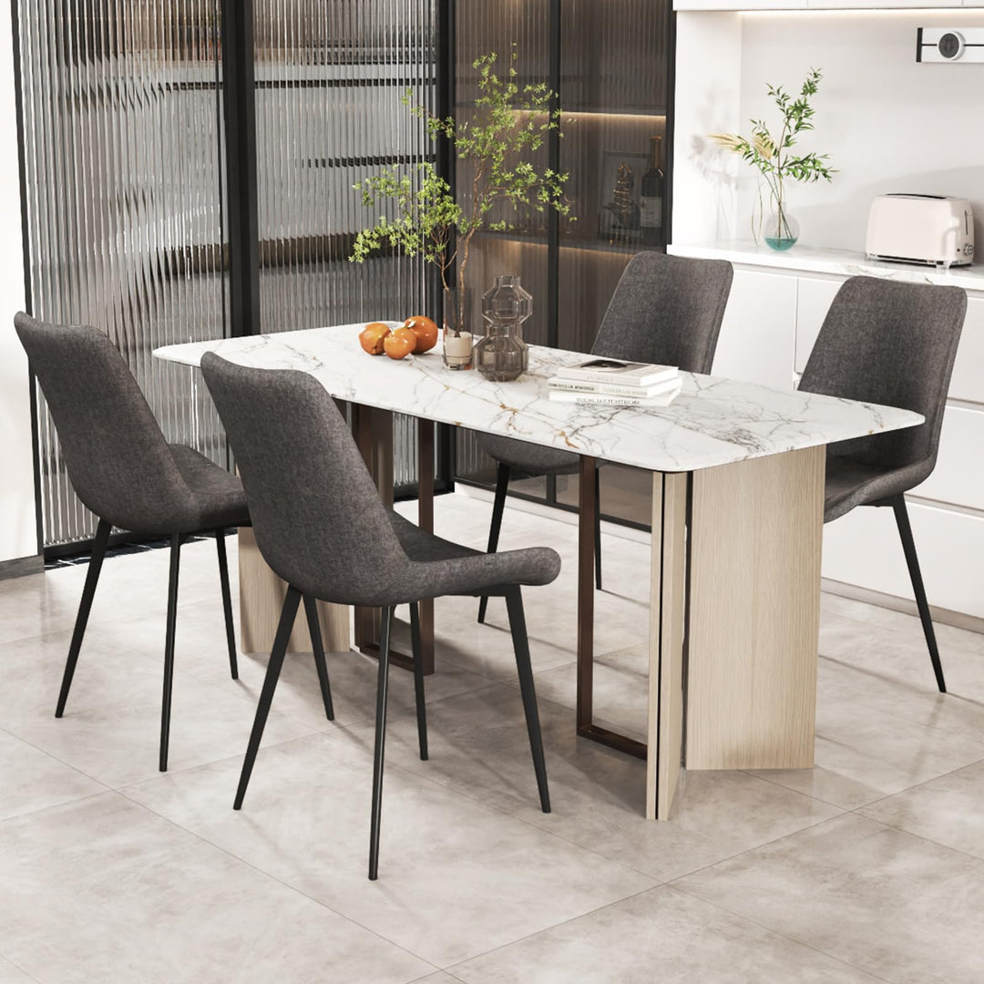 Giantex Dining Chair Set of 4 Upholstered Kitchen Side Chairs w/Metal Legs Padded Seats &amp; Backs