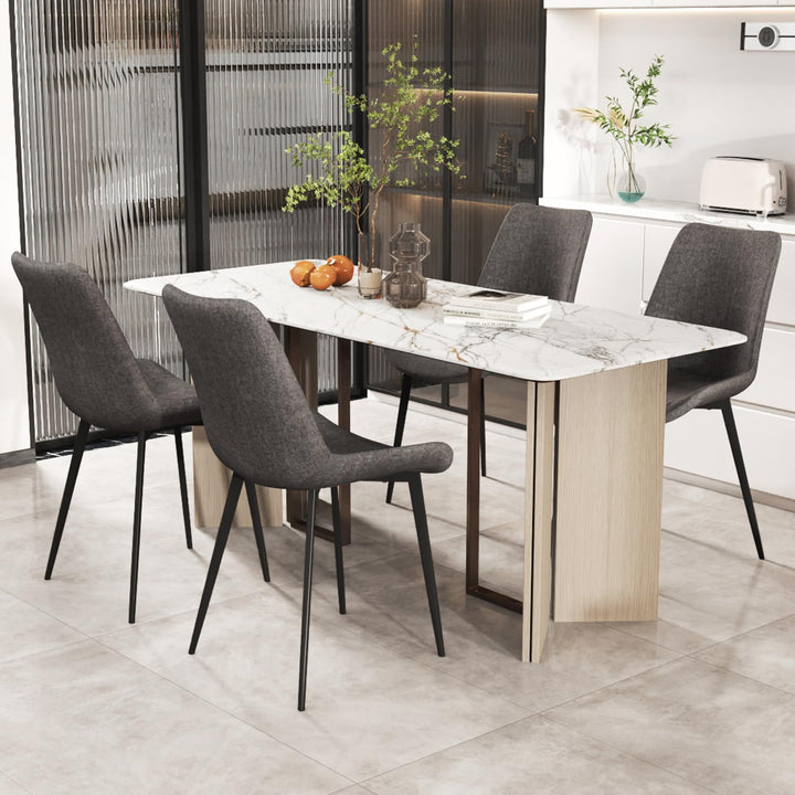 Giantex Dining Chair Set of 4 Upholstered Kitchen Side Chairs w/Metal Legs Padded Seats &amp; Backs