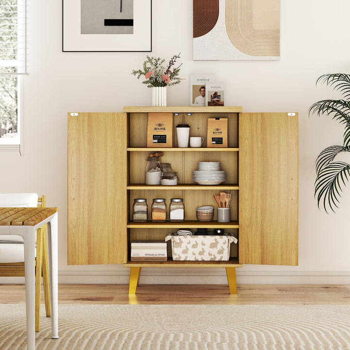 Giantex Sideboard Buffet Cabinet, Kitchen Storage Cabinet with Double Doors &amp; Removable Shelves (Natural Oak,1)