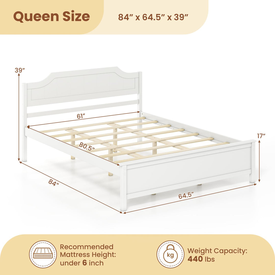 Giantex Queen/Twin/King/Full Size Wooden Bed Frame with Headboard