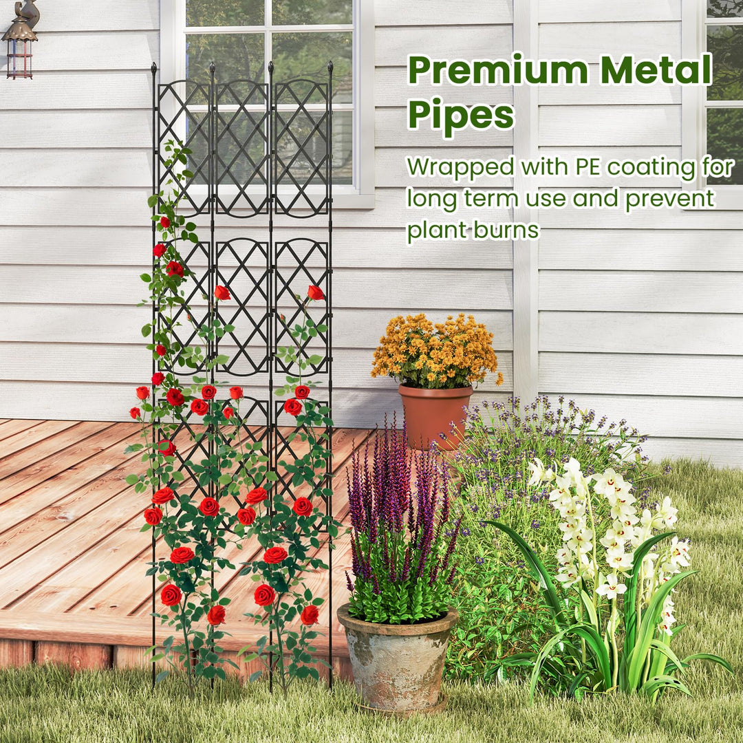 Giantex Garden Trellis, Outdoor Plant Support Frame w/Adjustable Shapes, Ground Stakes, Rustproof PE Coating Pipes