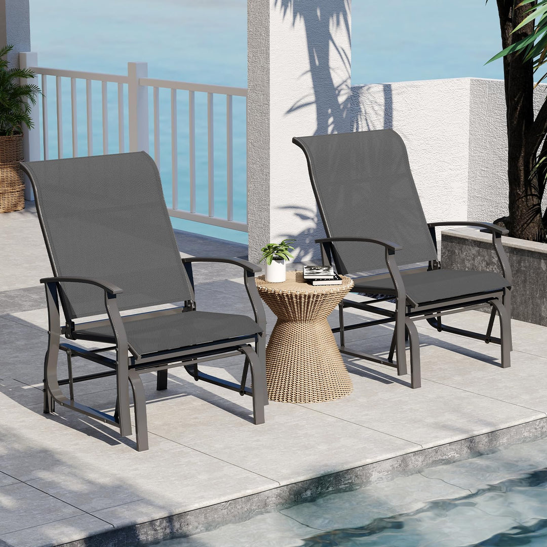 Giantex 2-Pack Outdoor Glider Rocking Chairs with Ergonomic Backrest &amp; Seat