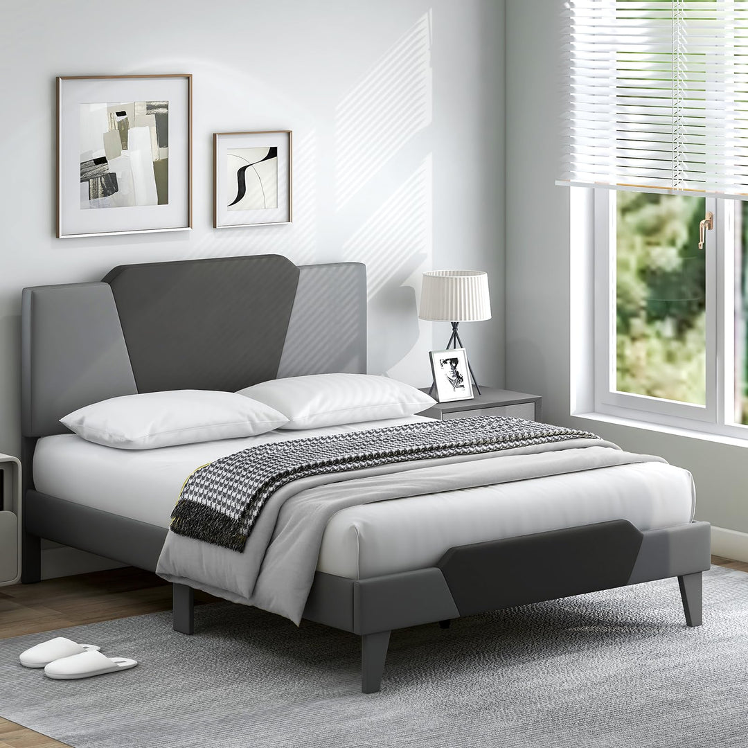Giantex Queen/Full/Twin Size Velvet Upholstered Bed Frame with Headboard