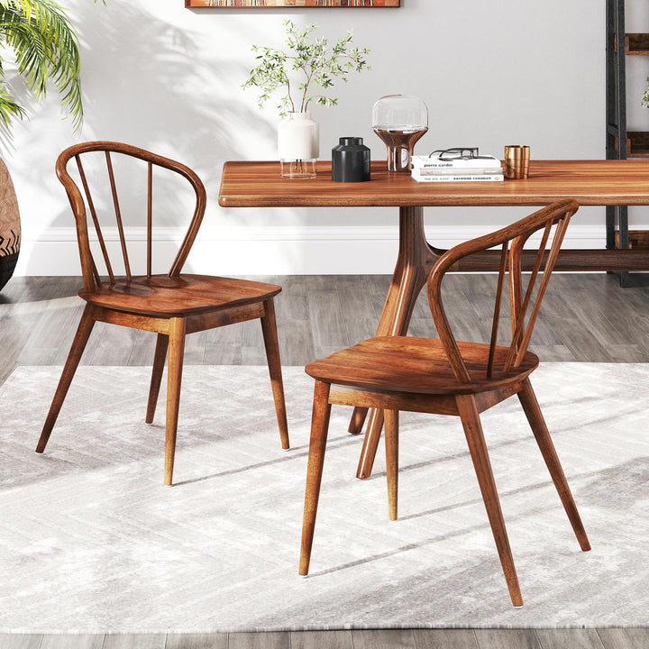 Giantex Wooden Dining Chairs Set of 2/4, Windsor Kitchen Chairs w/High Spindle Back &amp; Rubber Wood Legs