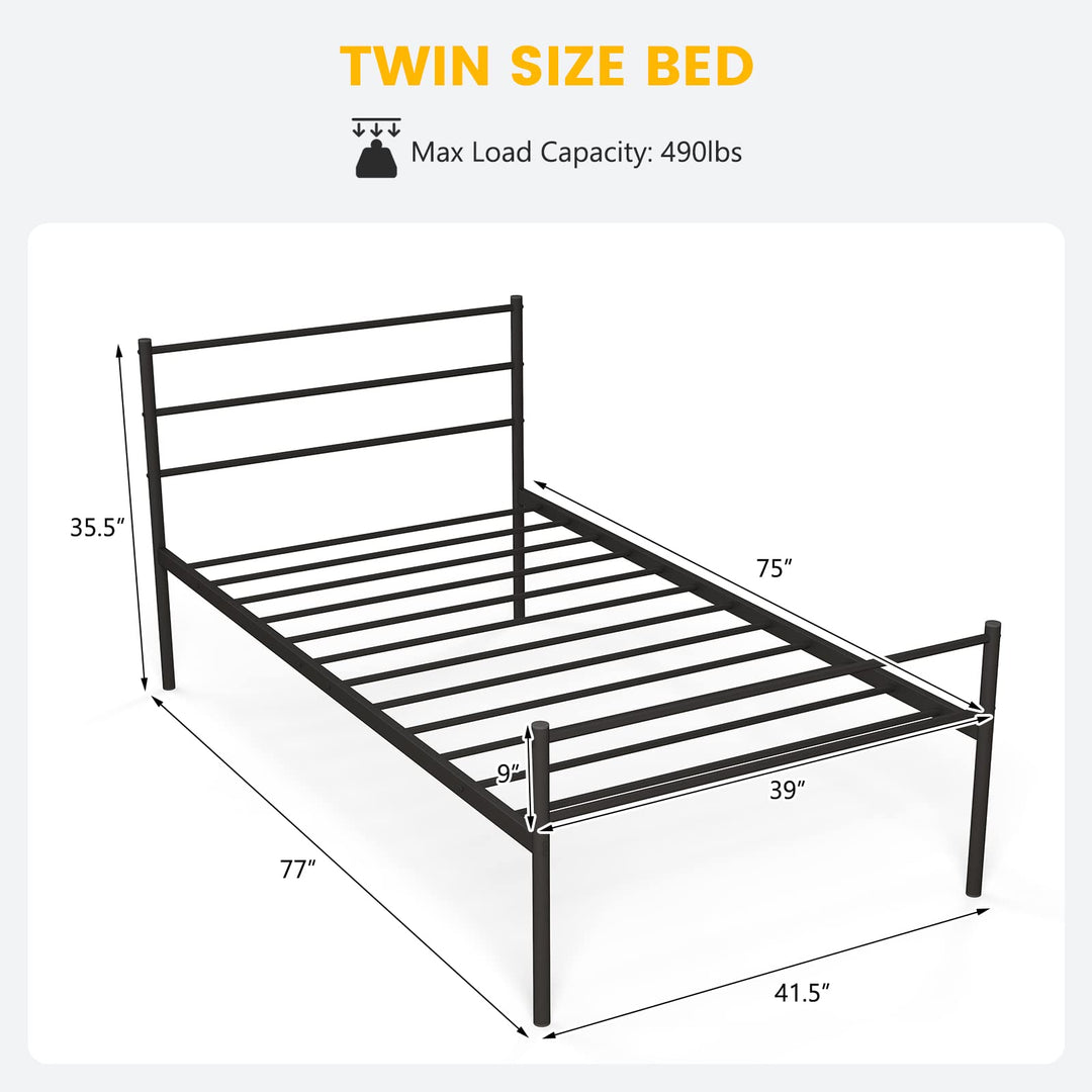 Giantex Twin Size Metal Bed Frame with Headboard &amp; Footboard, 13.5 Inch Platform Bed Frame