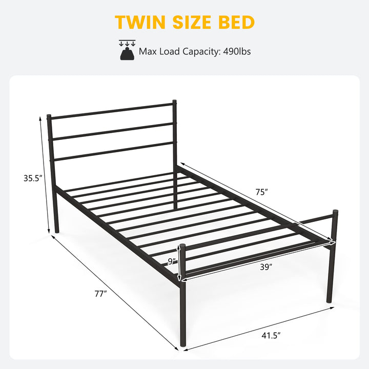 Giantex Twin Size Metal Bed Frame with Headboard &amp; Footboard, 13.5 Inch Platform Bed Frame
