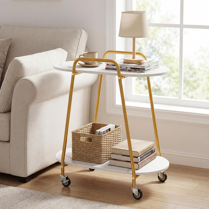 Giantex 2-Tier Gold Rolling Cart for Home Kitchen