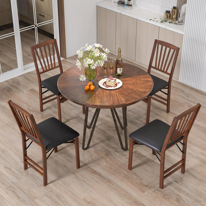 Giantex Folding Dining Chairs Set | Foldable Wood Kitchen Chairs with Padded Seat (2/4)