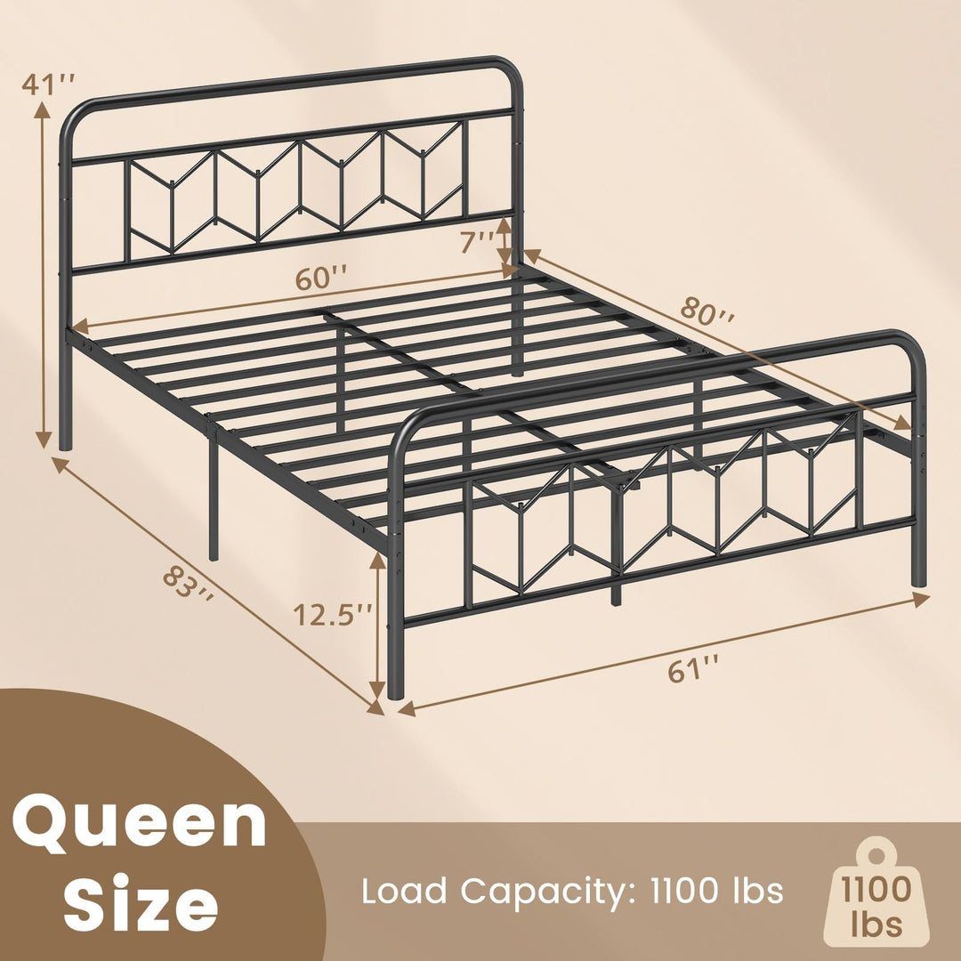Giantex Metal Twin Bed Frames with Victorian Style Headboard &amp; Footboard, Heavy Duty Slats Support Mattress Foundation