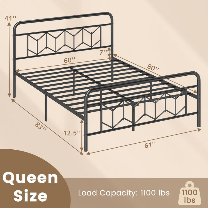 Giantex Metal Twin Bed Frames with Victorian Style Headboard &amp; Footboard, Heavy Duty Slats Support Mattress Foundation