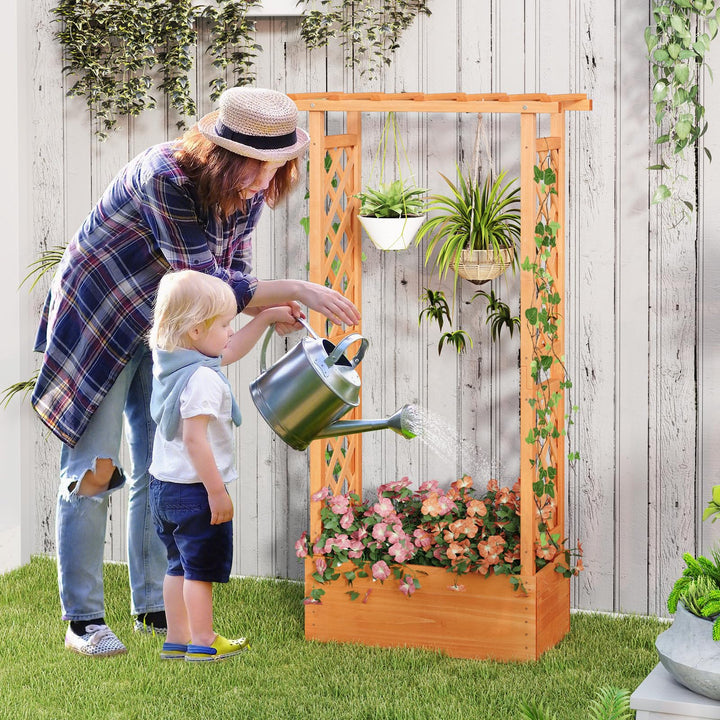 31" x 12.5" x 60" Raised Garden Bed with 2-Sided Trellis &amp; Hanging Roof