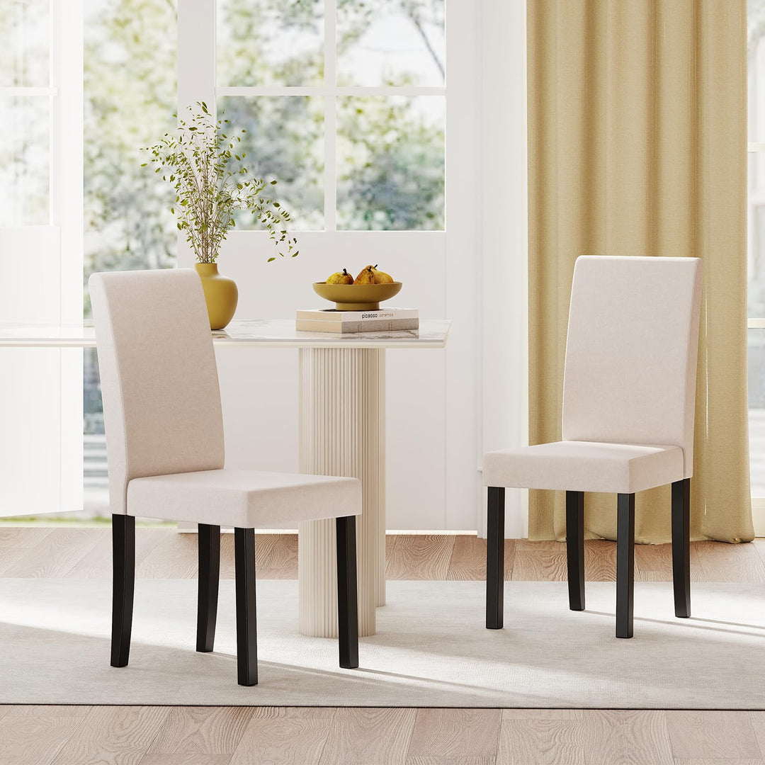Giantex Upholstered Dining Chair Set of 2/4 Mid Century Modern Fabric Kitchen Chairs with Thick Padded Seat