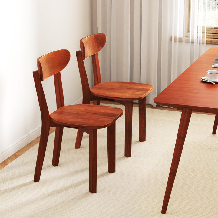Giantex Wooden Dining Chairs, Kitchen Chairs w/Curved Backrest &amp; Solid Rubber Wood Frame