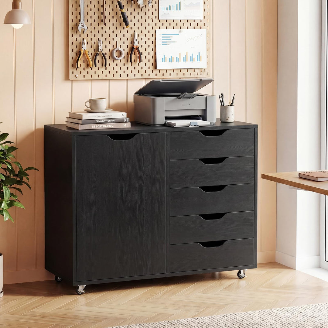 Giantex 5-Drawer File Cabinet with Door (31" W x 16" D x 25.5")