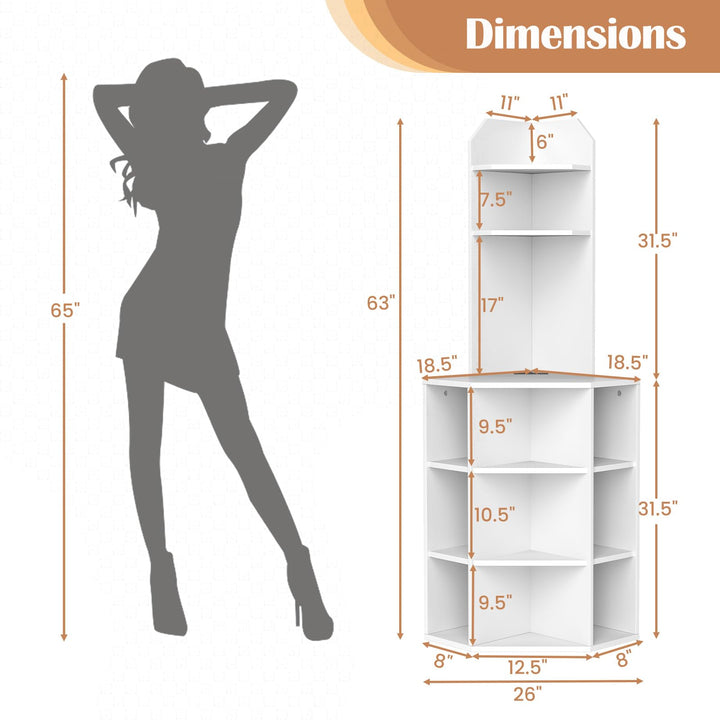 Giantex 6-Tier Corner Shelf with Charging Station, 63" Tall Corner Bookshelf with 2 USB Ports &amp; 2 Outlets