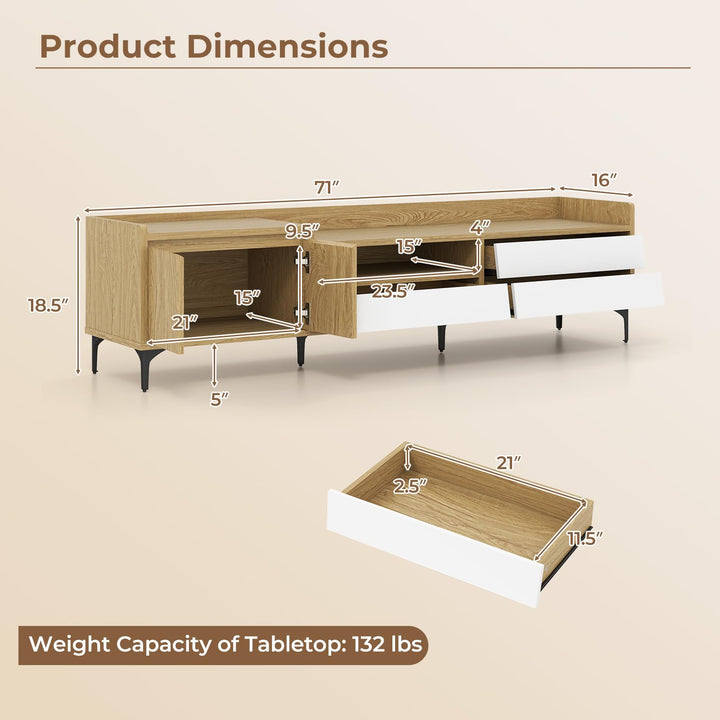 Giantex Modern TV Stand for 80" Television with Open Shelf