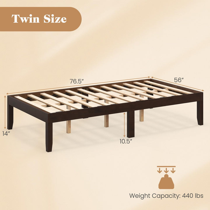 Giantex 14 Inch Twin Wood Platform Bed Frame, Minimalist Twin Bed Frame with Wooden Slats Support &amp; Rubber Wood Legs