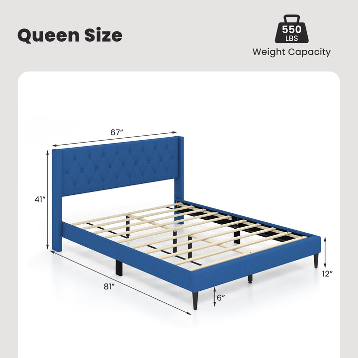 Giantex Queen/Twin Size Platform Bed Frame with Wingback