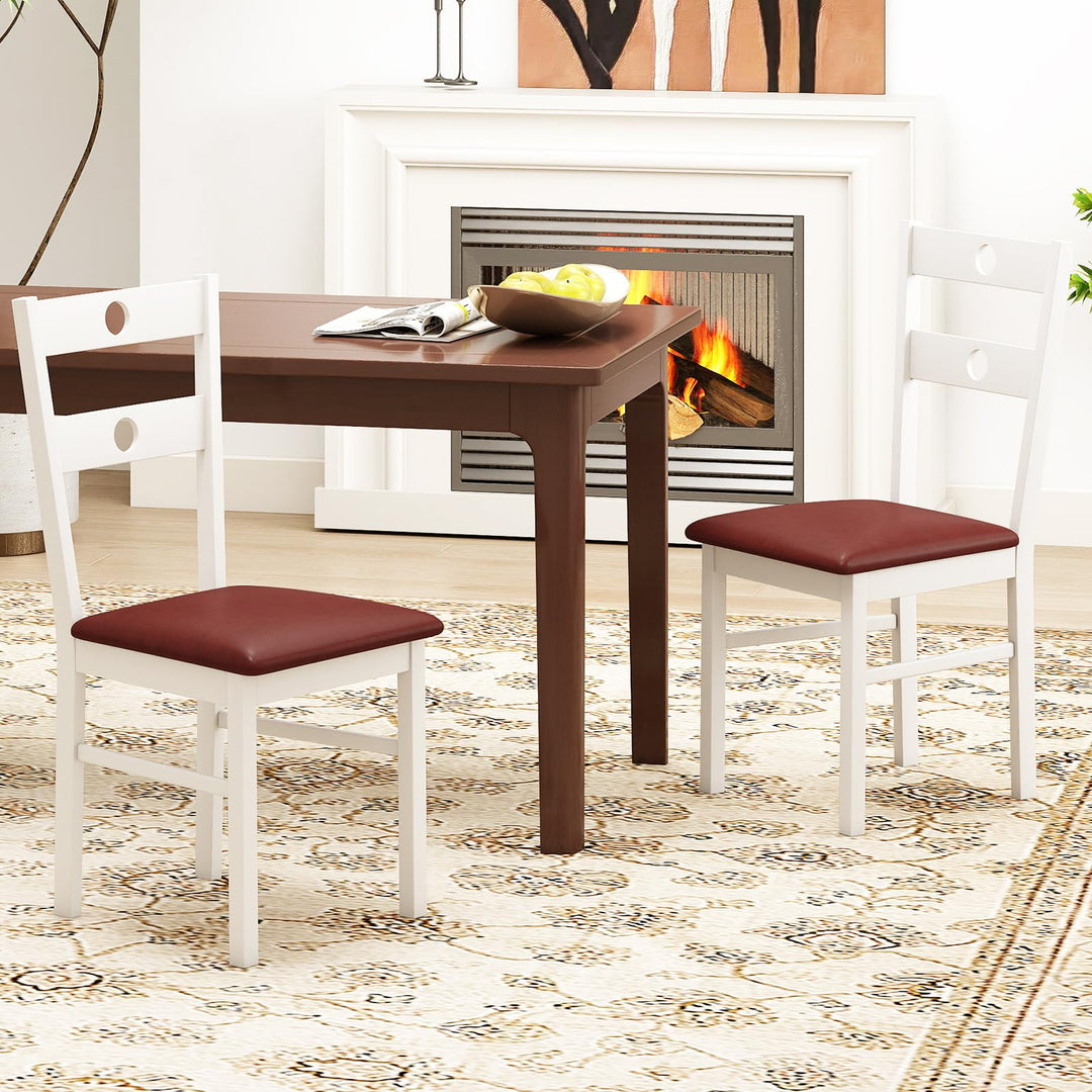 Giantex PU Leather Upholstered Kitchen Chairs w/Hollowed Backrest &amp; Padded Seat