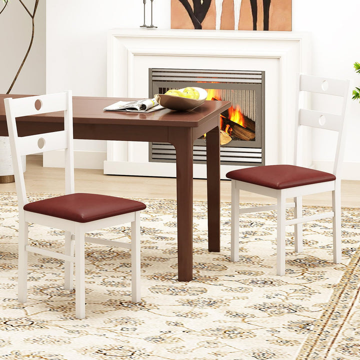Giantex PU Leather Upholstered Kitchen Chairs w/Hollowed Backrest &amp; Padded Seat