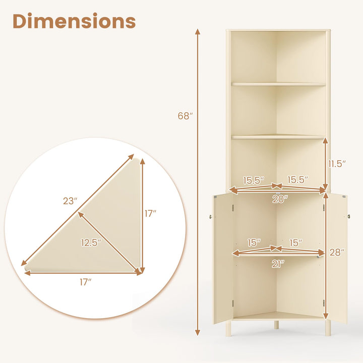 Giantex 68" Tall Bathroom Cabinet with Adjustable Shelves and 2 Fluted Doors