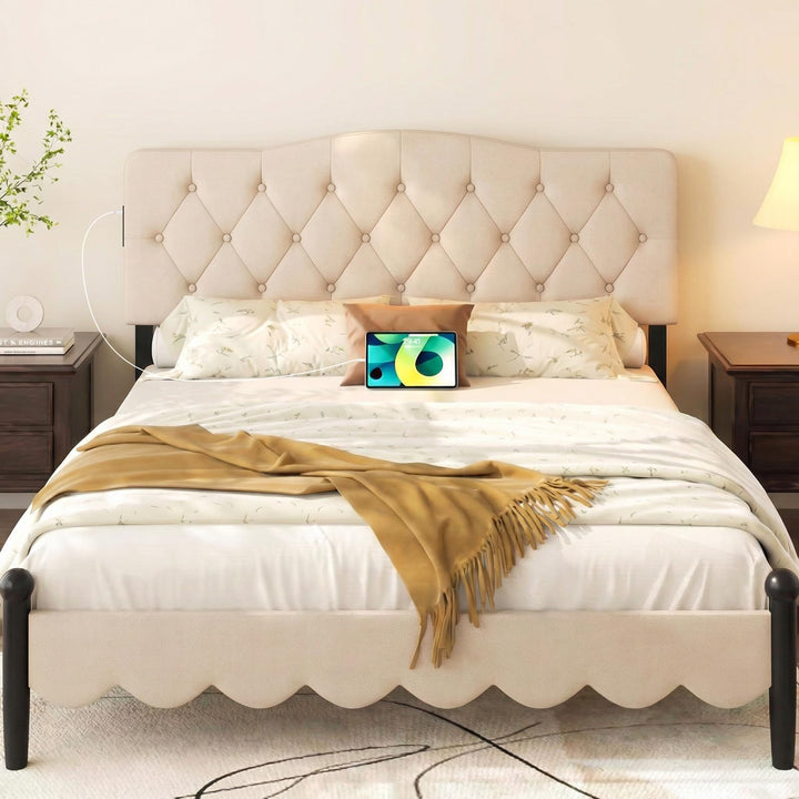 Giantex Headboard with 2 AC Outlets for Queen &amp; Full Size Bed