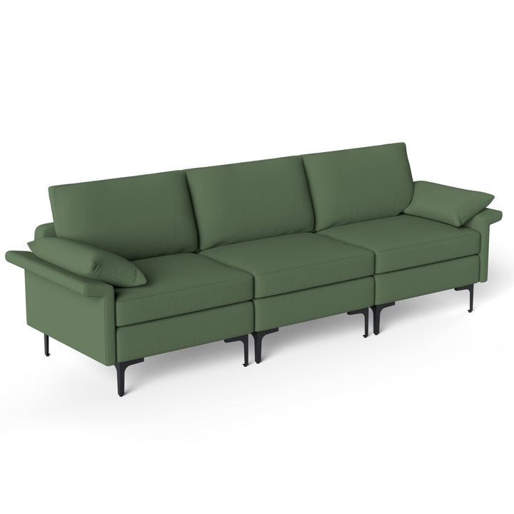 Giantex 3-Seat Sectional Sofa Couch, 100.5" L Convertible Sleeper with USB Port &amp; Outlet