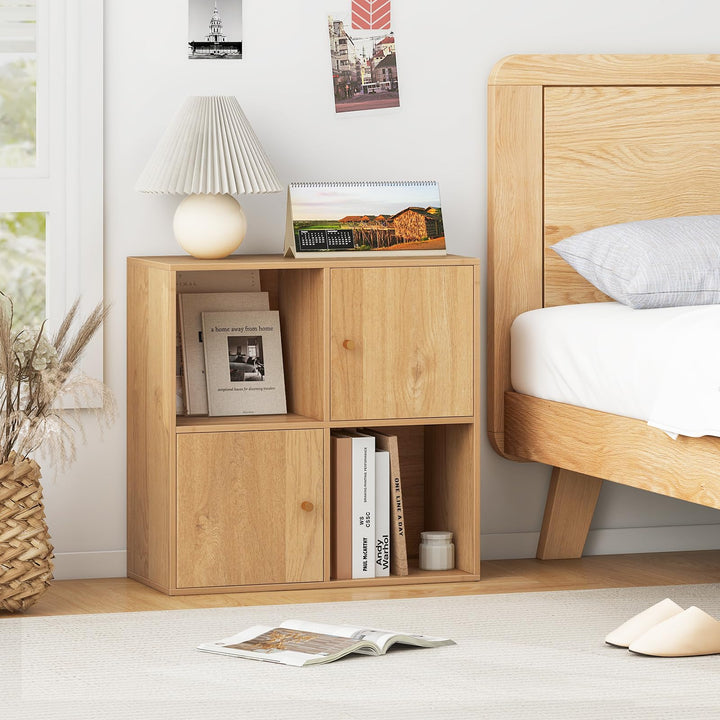 Giantex 4 Cube Bookcase | 2-Tier Freestanding Book Shelf with Open Compartments