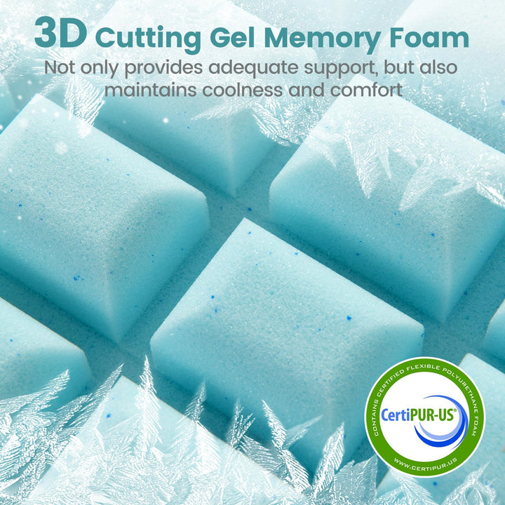 Giantex Memory Foam Pillow 2 Pack with Cool Feeling Gel, 3D Cutting Ventilated Pillows with Washable Cover