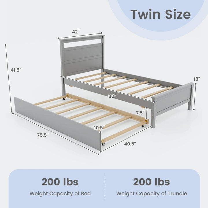 Giantex Trundle Bed Twin, Wood Day Bed Frame with Headboard &amp; Footboard