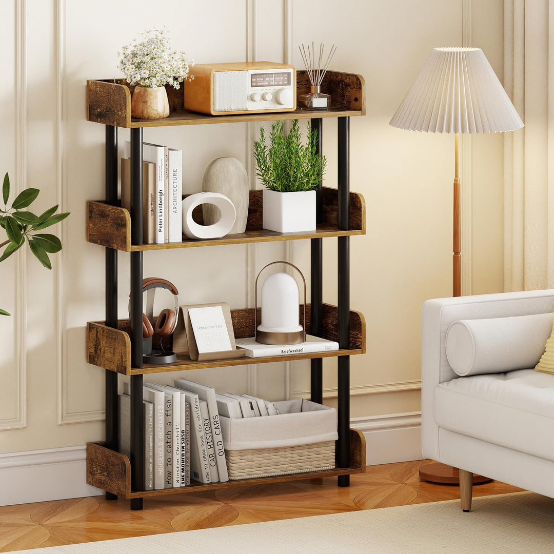Giantex 4-Tier Freestanding Bookcase with Anti-Tipping Kit | 4 Shelf Bookcase for Living Room Bedroom Study
