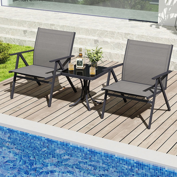 Giantex All Weather Outdoor Dining Chairs w/Sturdy Metal Frame &amp; Breathable Seat Back