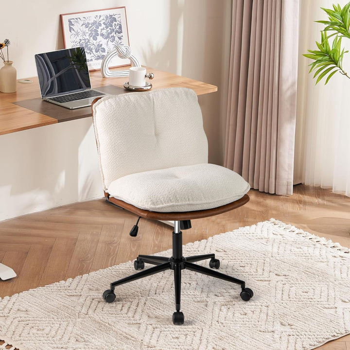 Giantex Faux Fur Desk Chair with Rocking Backrest &amp; Thick Padded Cushion
