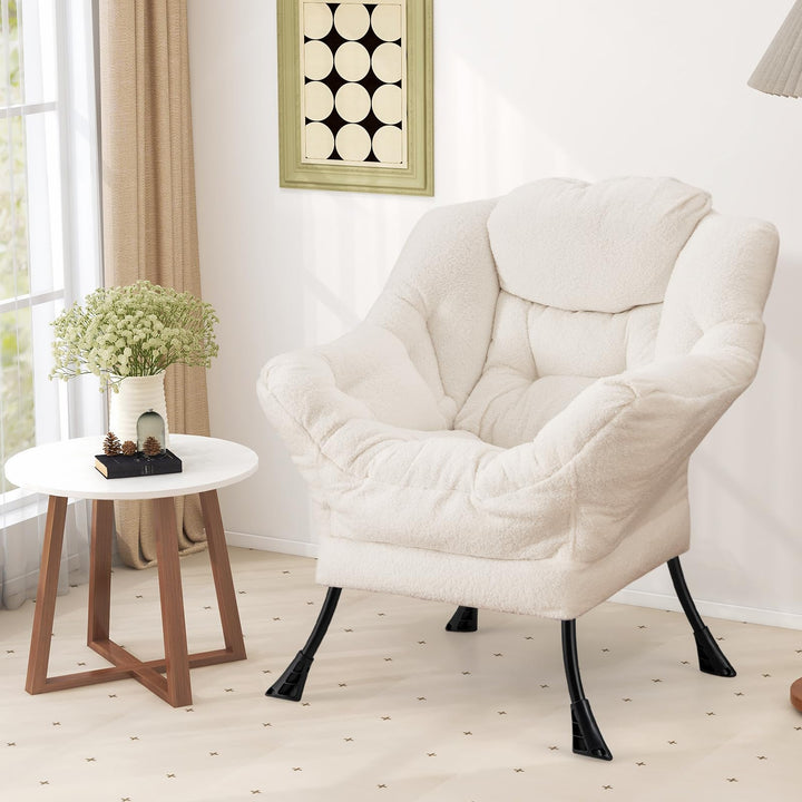 Giantex Set of 1/2 Lazy Chairs, Modern Sherpa Accent Chair w/Upholstered Single Sofa Chair w/Armrests &amp; Side Pocket