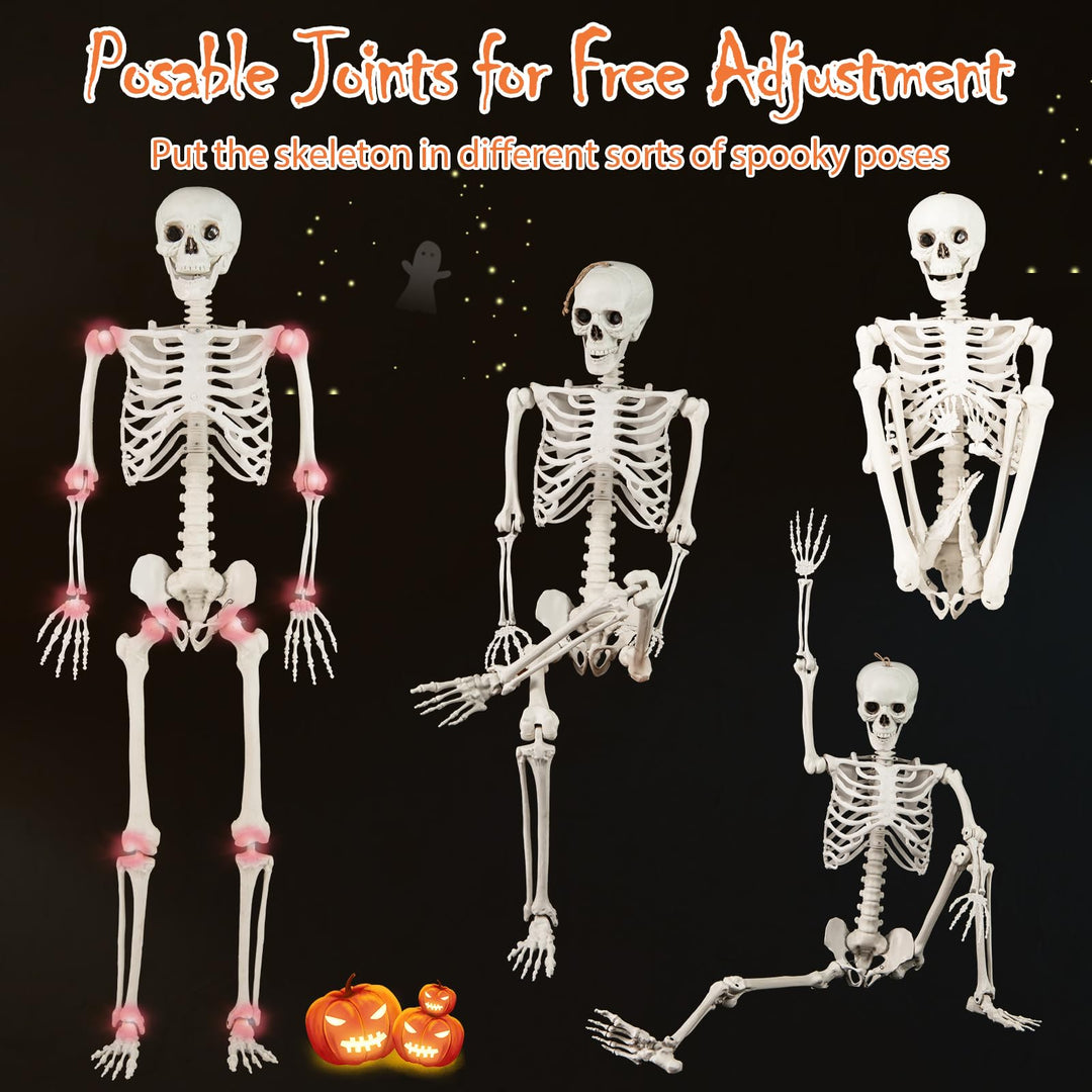 Giantex 5.4 FT Halloween Life Size Skeleton Realistic Full Body Plastic Skeleton with Movable Joints