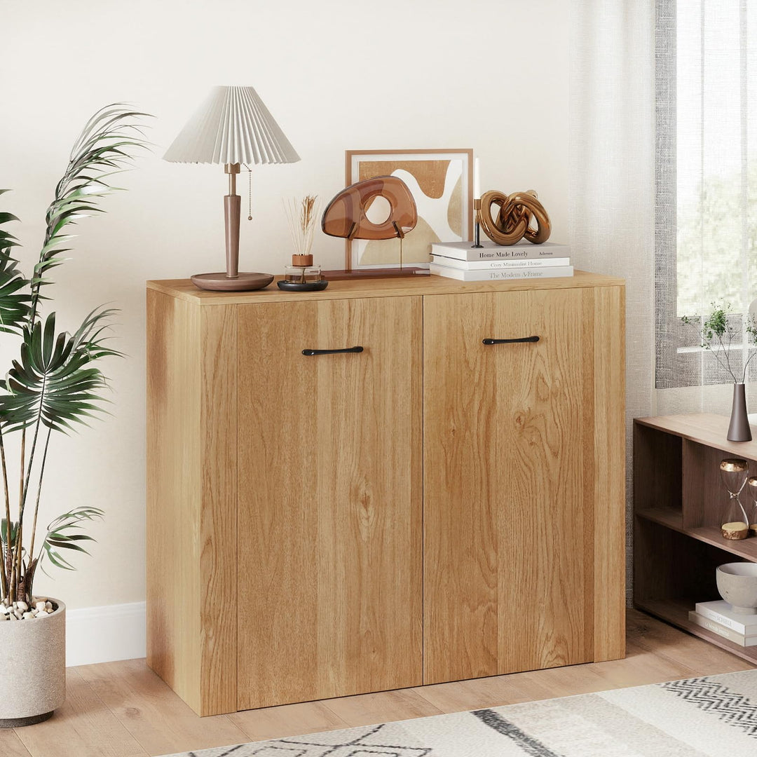 Giantex 38" Modern Storage Cabinet with 2 Doors and 4 Cubic Shelves