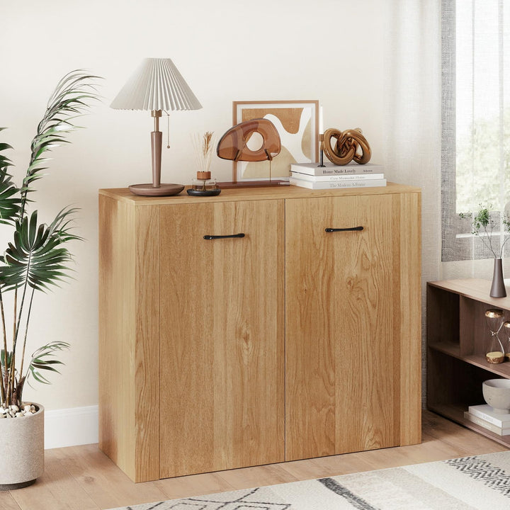 Giantex 38" Modern Storage Cabinet with 2 Doors and 4 Cubic Shelves