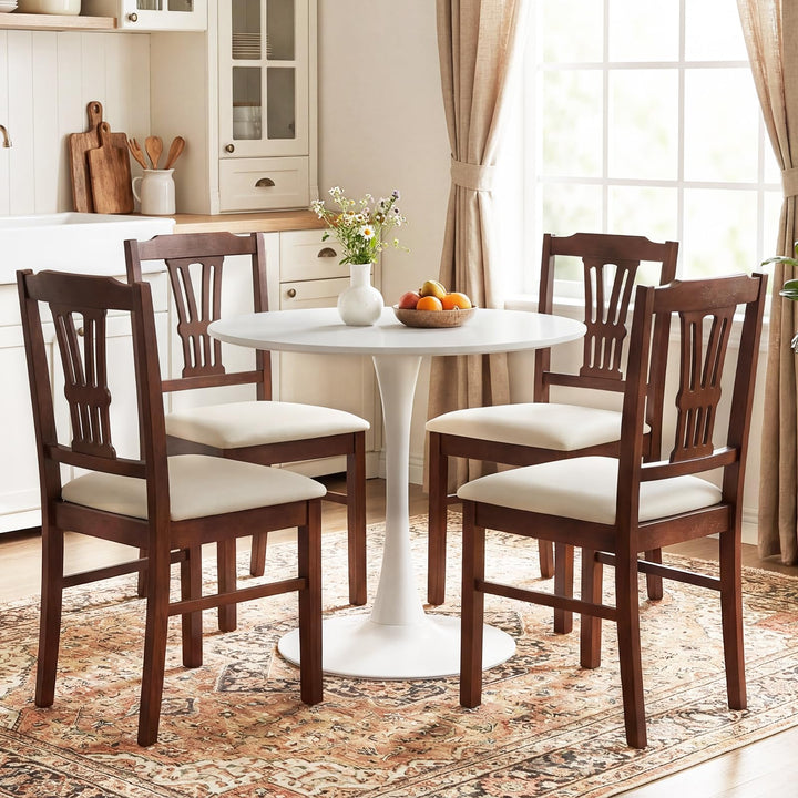 Giantex Wooden Dining Chairs Set of 2/4 Upholstered Kitchen Chairs