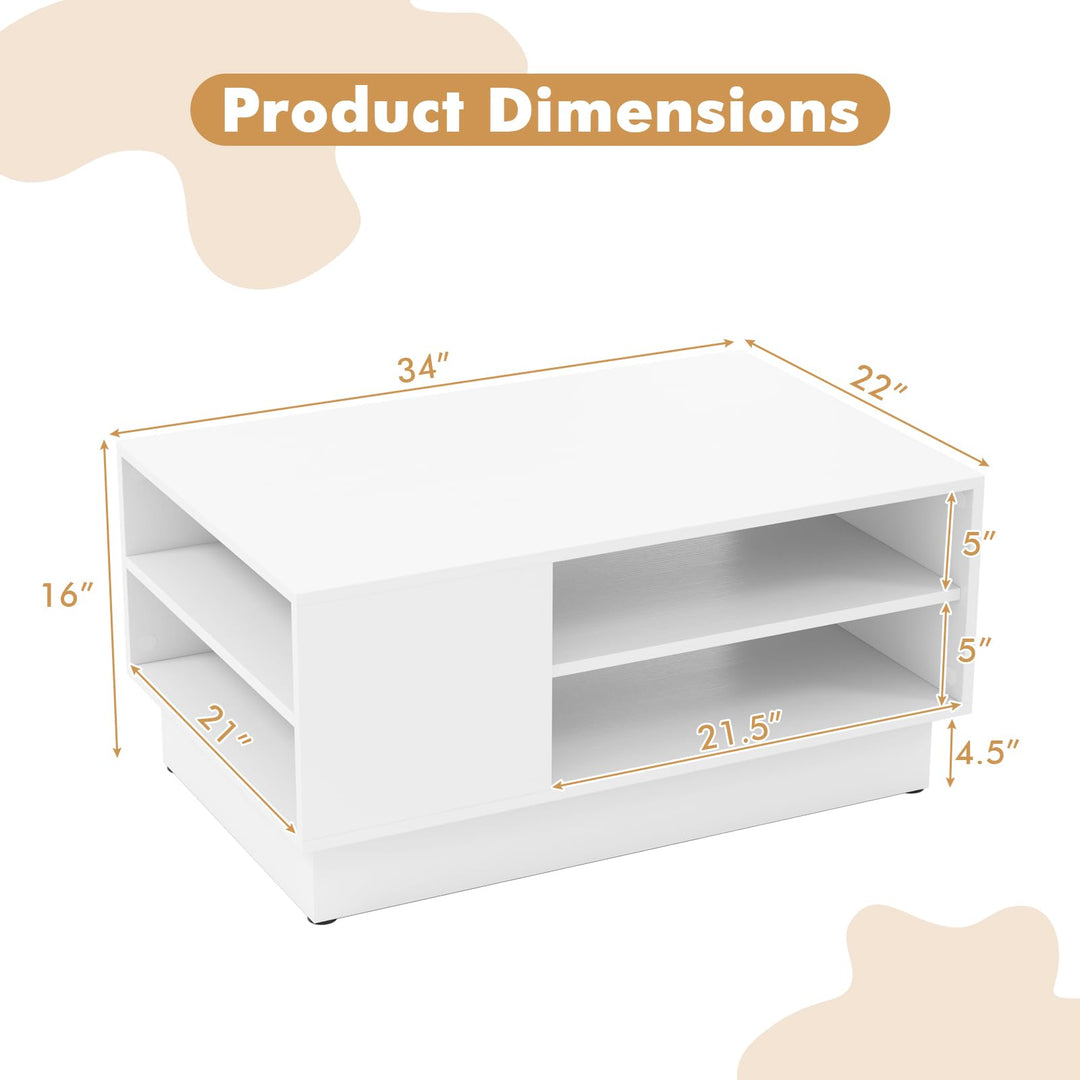 Giantex Coffee Table with Storage, Rectangle Accent Sofa Table with Shelf &amp; Elevated Base