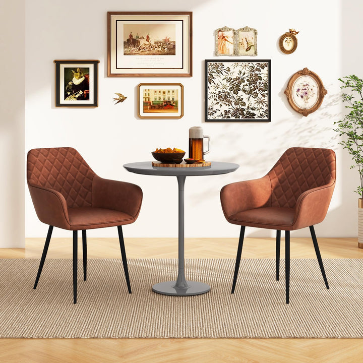 Giantex Mid Century Modern Dining Chairs Set of 2/4, Upholstered Accent Chairs w/Curved Backrest, Wide Seat &amp; Armrests