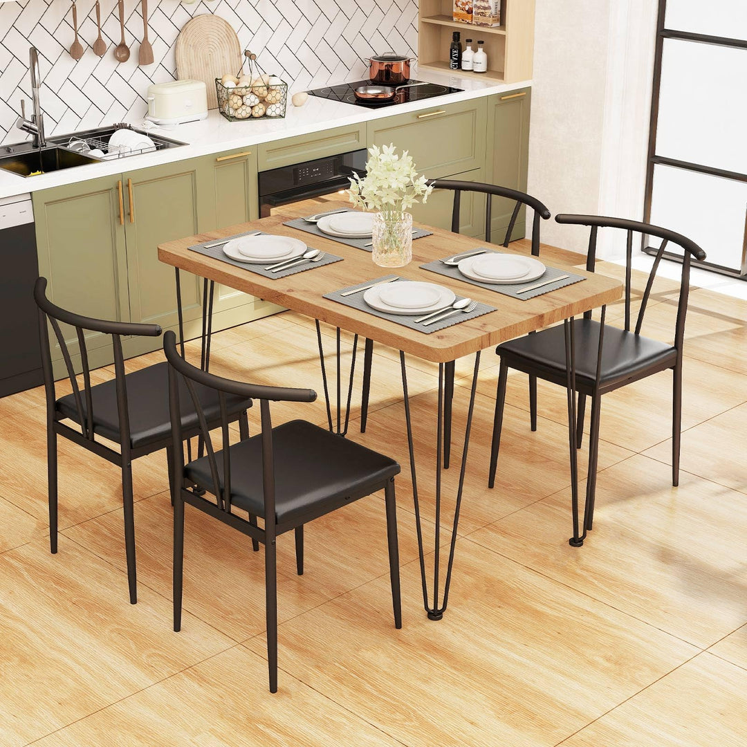 Giantex 5-Piece Dining Table Set | 43-Inches Rectangular Kitchen Table &amp; 4 Armless Chairs with Upholstered Seat