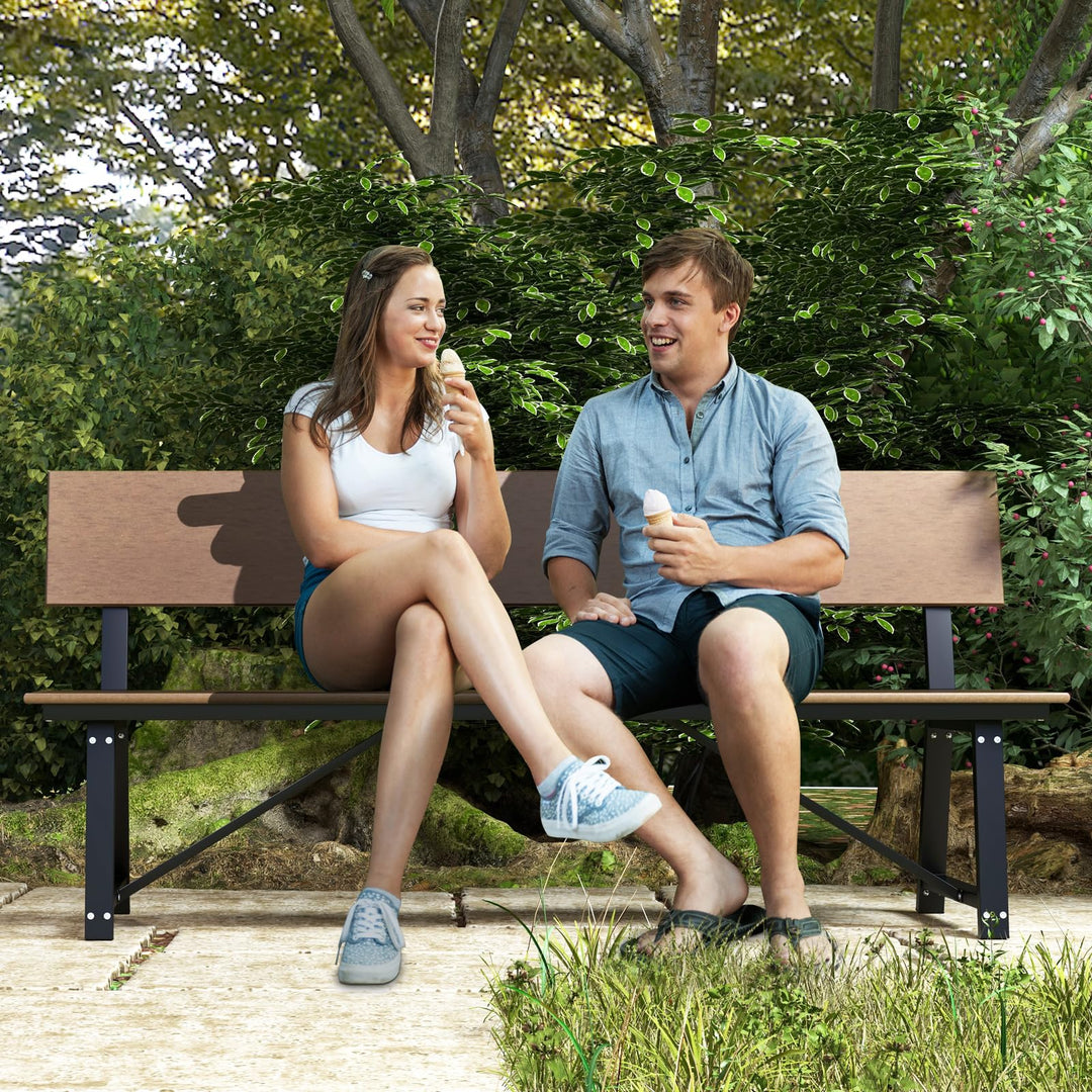 Giantex Outdoor Bench, 4-Person 72 Inches Garden Bench with Weatherproof HDPE Backrest &amp; Seat