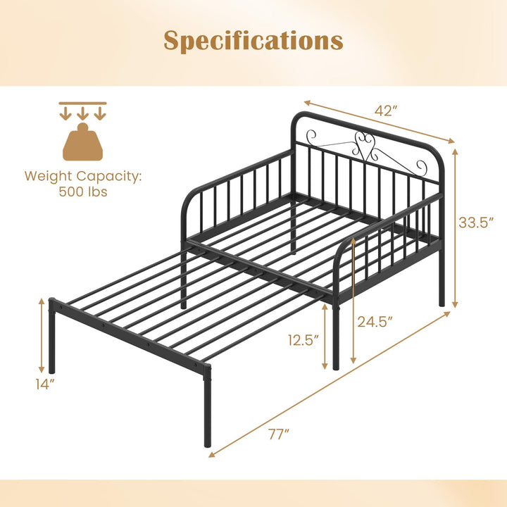 Giantex Metal Twin Bed Frame, Convertible Sofa Bed with Headboard &amp; Armrests, Pull-Out Sleeper Chair Bed
