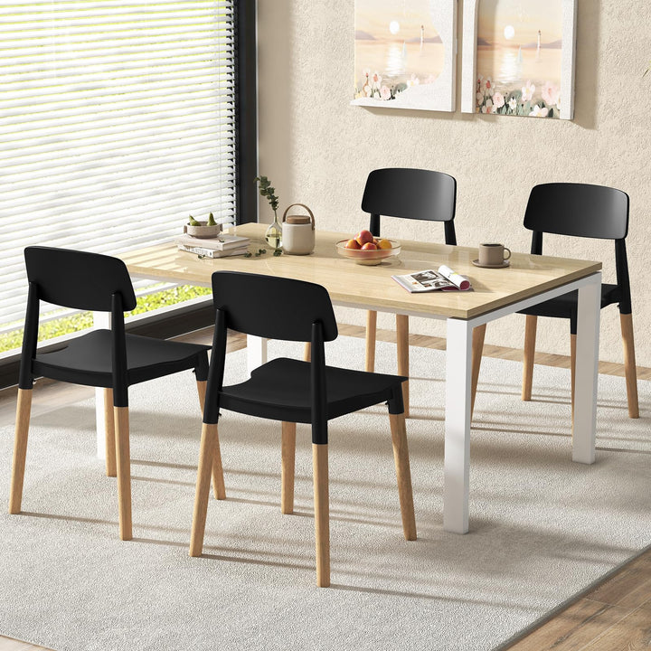 Giantex Wooden Dining Chairs Set of 4, Modern Dining Side Chairs Set w/Ergonomic Backrest, Wide Seat &amp; Sturdy Wooden Legs