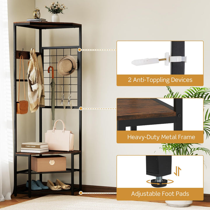 Giantex Corner Hall Tree with Shoe Bench for Entryway